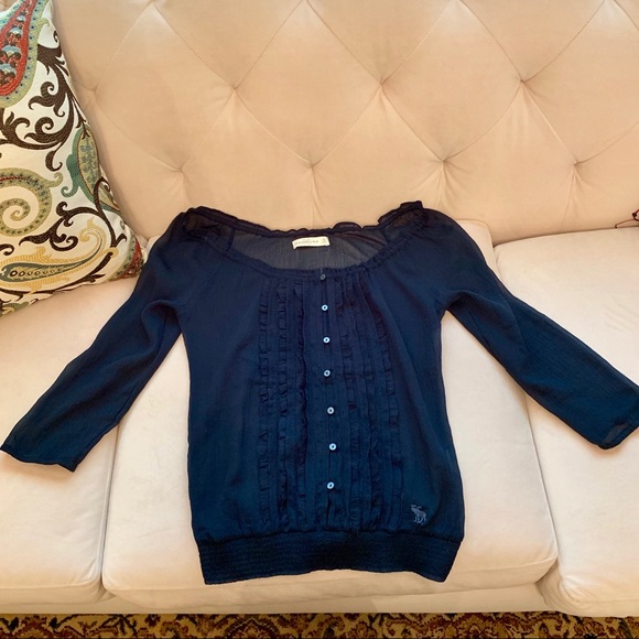 Abercrombie & Fitch Tops - Abercrombie & Fitch Sheer Navy Top